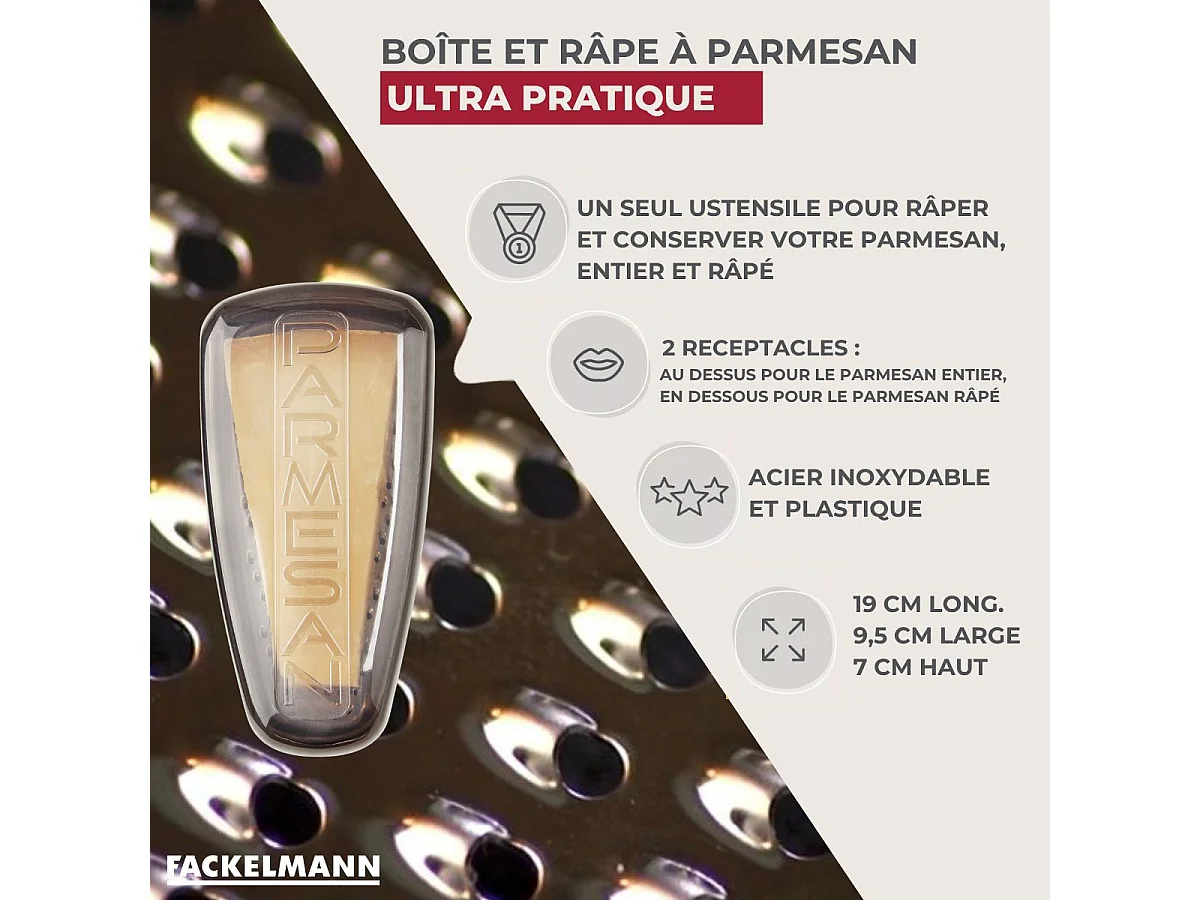 Râpe à parmesan et sa boîte de rangement 19 cm Fackelmann Handmade Tradition