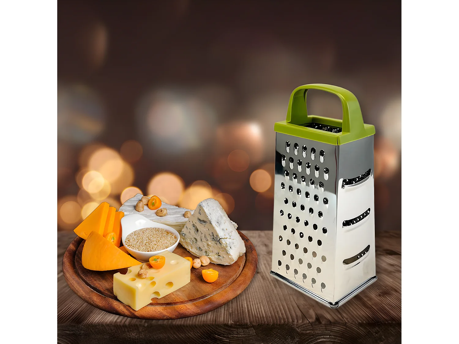 Râpe à fromages et à légumes 4 faces 23 cm Fackelmann Gamme Zéro