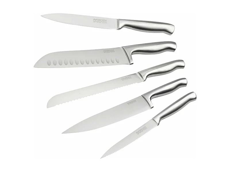 Ensemble de 5 couteaux de cuisine professionnels en inox de 24 à 33,5 cm Nirosta Star