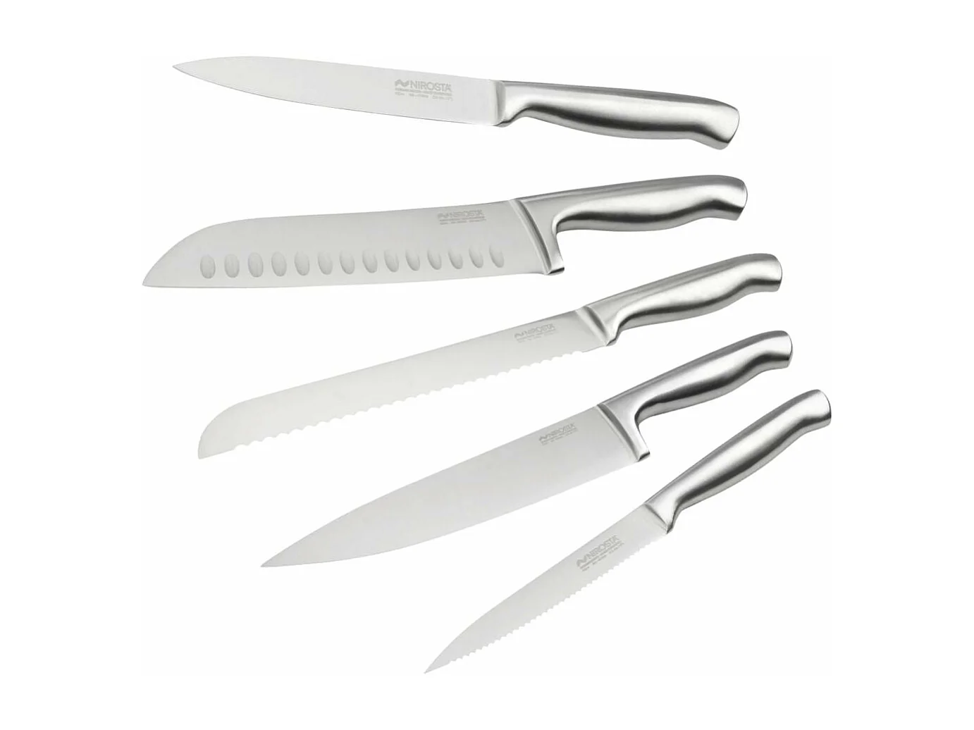 Ensemble de 5 couteaux de cuisine professionnels en inox de 24 à 33,5 cm Nirosta Star