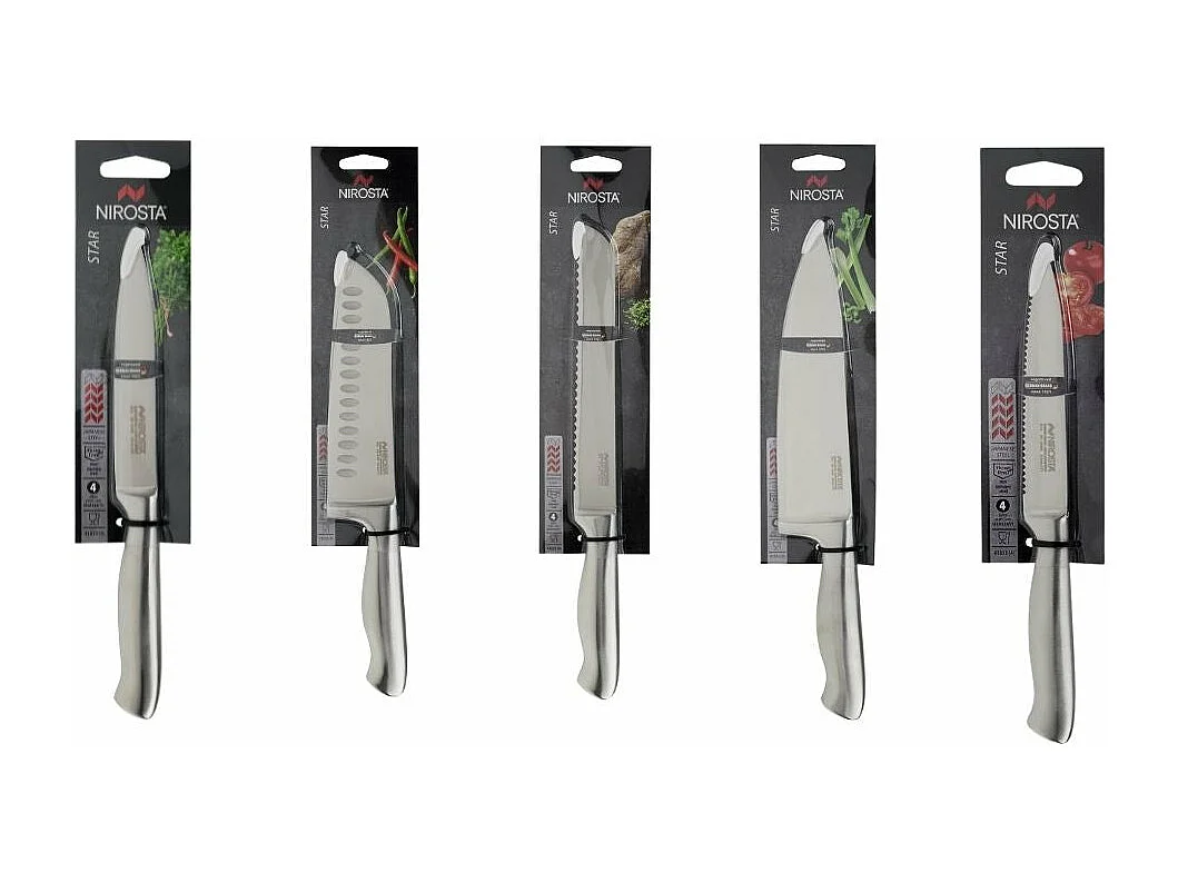 Ensemble de 5 couteaux de cuisine professionnels en inox de 24 à 33,5 cm Nirosta Star