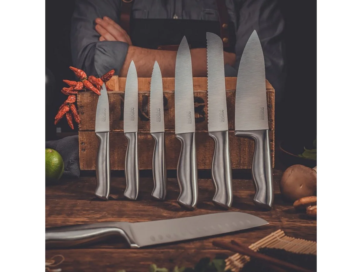 Ensemble de 5 couteaux de cuisine professionnels en inox de 24 à 33,5 cm Nirosta Star