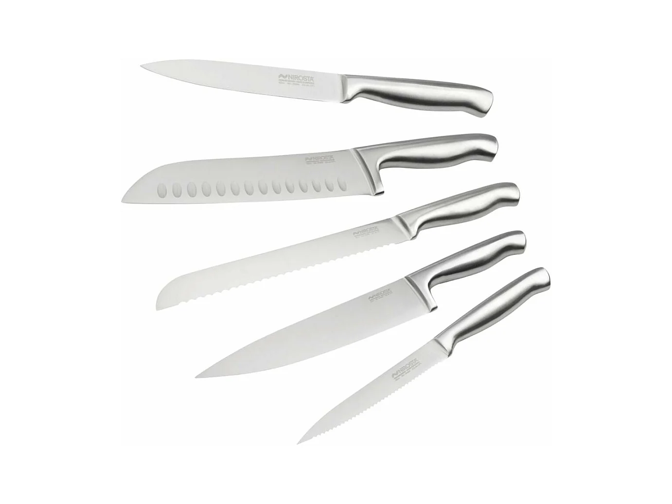 Ensemble de 5 couteaux de cuisine professionnels en inox de 24 à 33,5 cm Nirosta Star