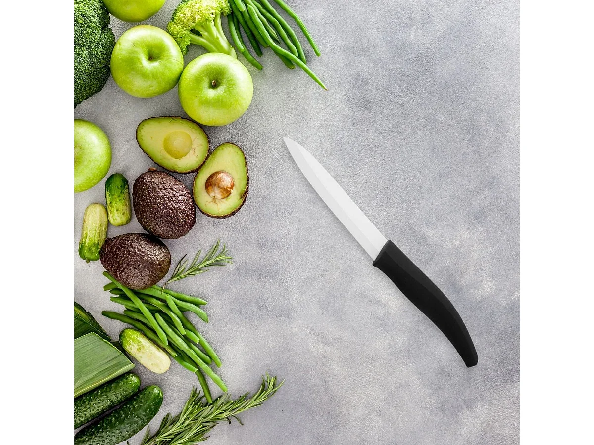 Lot de 2 couteaux avec lames en céramique de 12,5 et 18 cm de long Nirosta Céramique