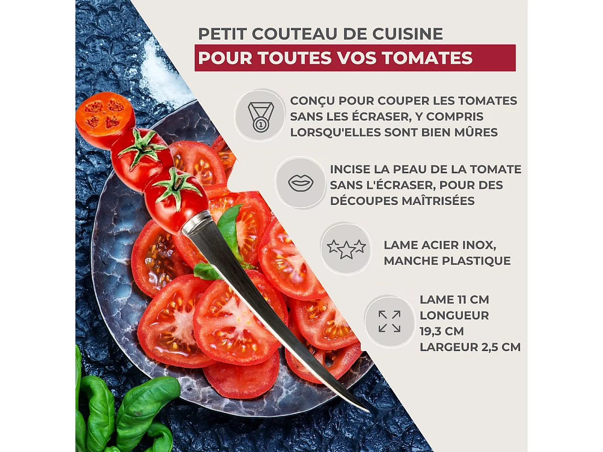 Couteau à tomates lame crantée 11 cm Fackelmann