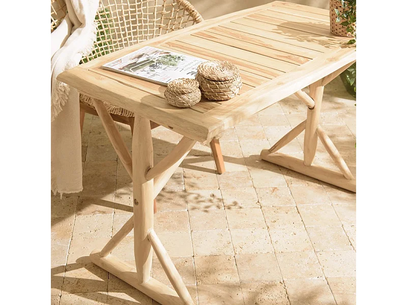 WILL - Bureau 120x60cm en branches de bois de teck naturel