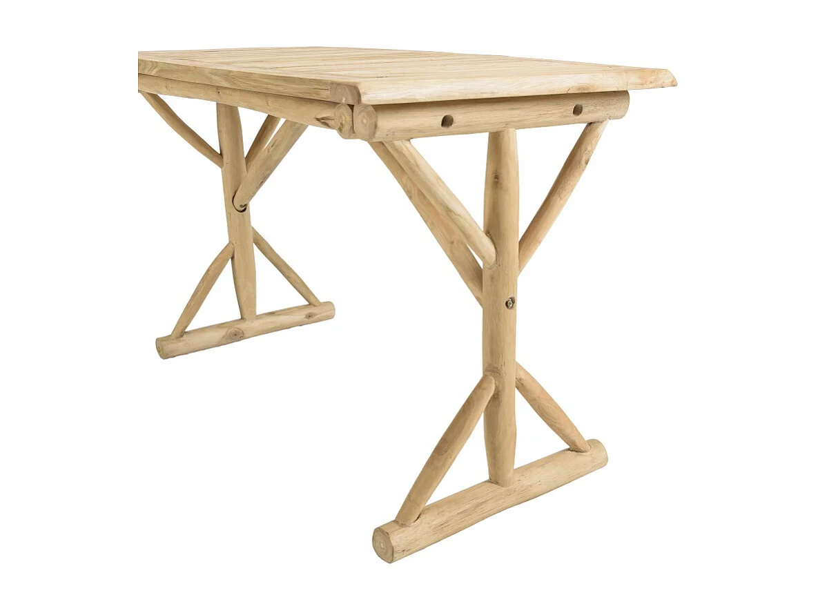 WILL - Bureau 120x60cm en branches de bois de teck naturel