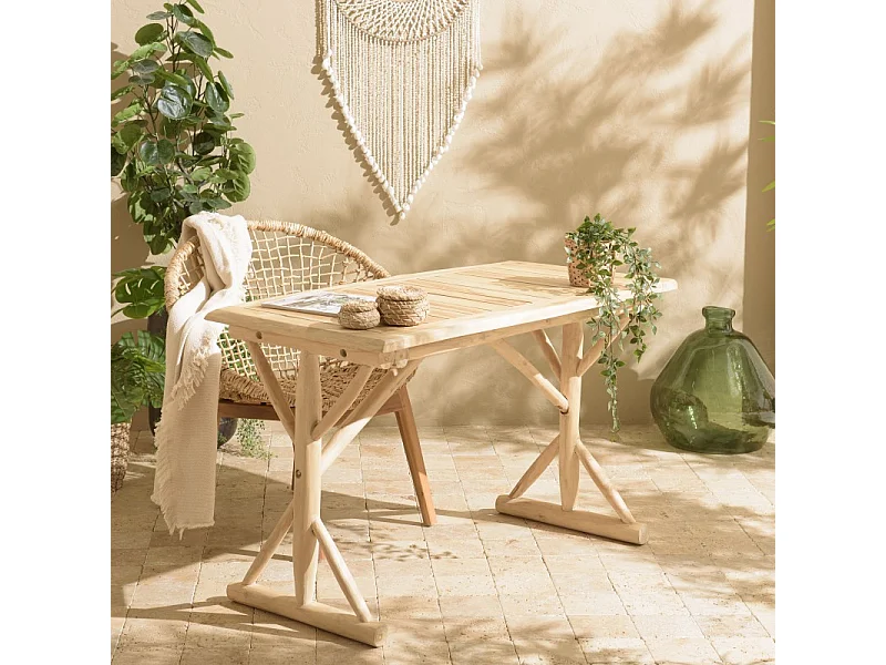 WILL - Bureau 120x60cm en branches de bois de teck naturel