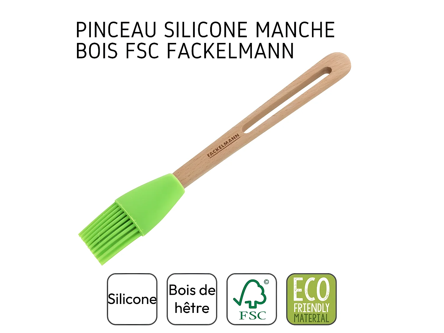 Pinceau de cuisine et de pâtisserie 26 cm en poils silicone Fackelmann Nature