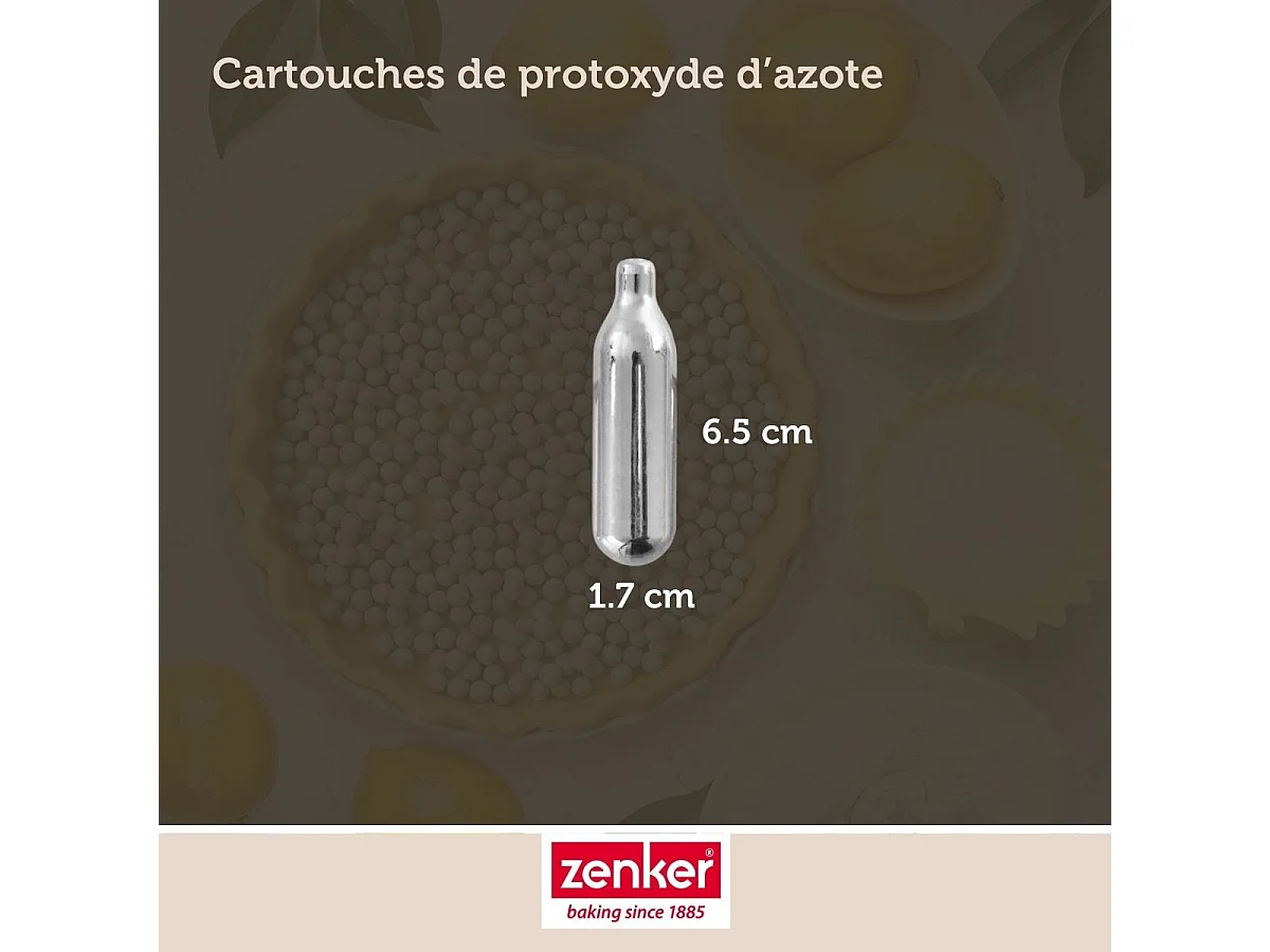 Lot de 12 cartouches de protoxyde d'azote pour siphon à Chantilly Zenker Smart Pastry