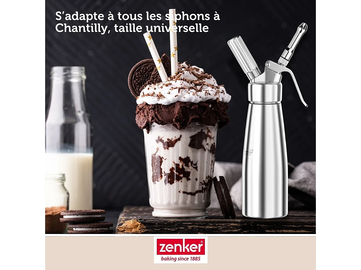 Lot de 12 cartouches de protoxyde d'azote pour siphon à Chantilly Zenker Smart Pastry
