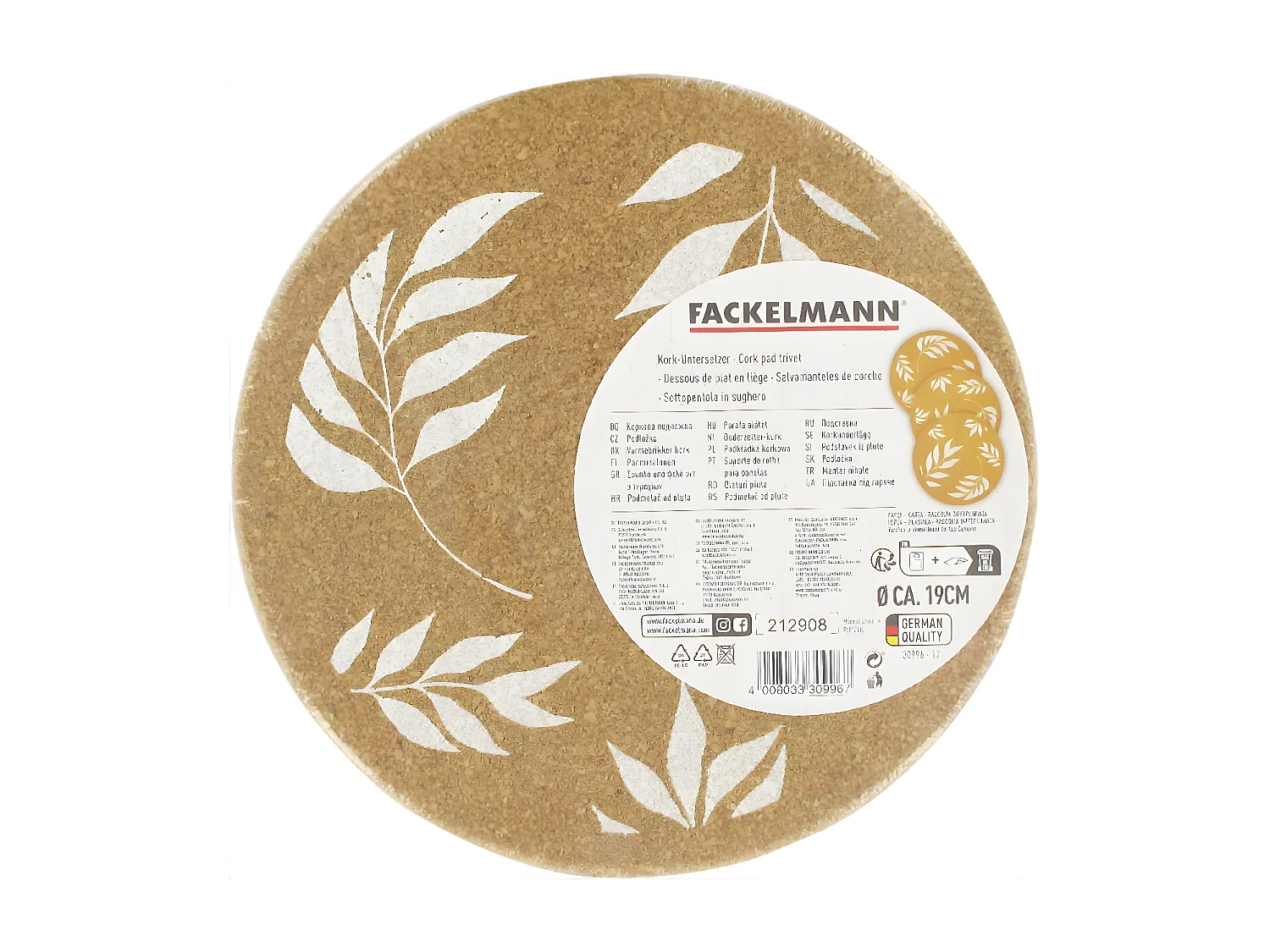 Dessous de plat en liège rond 19 cm Fackelmann