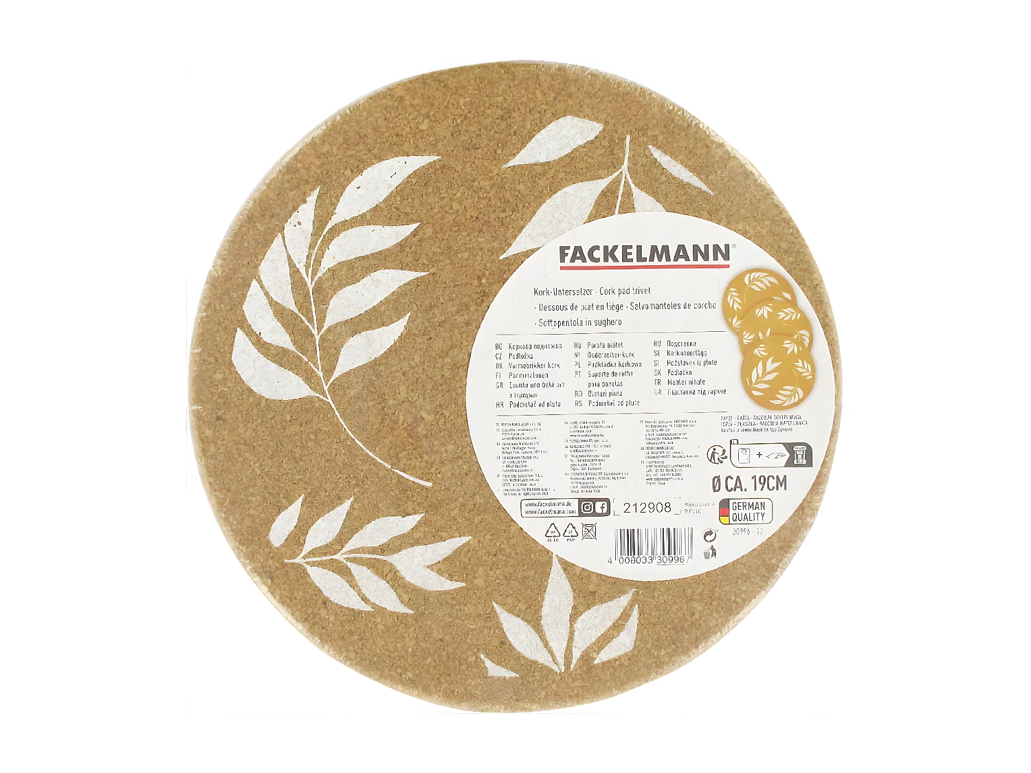 Dessous de plat en liège rond 19 cm Fackelmann