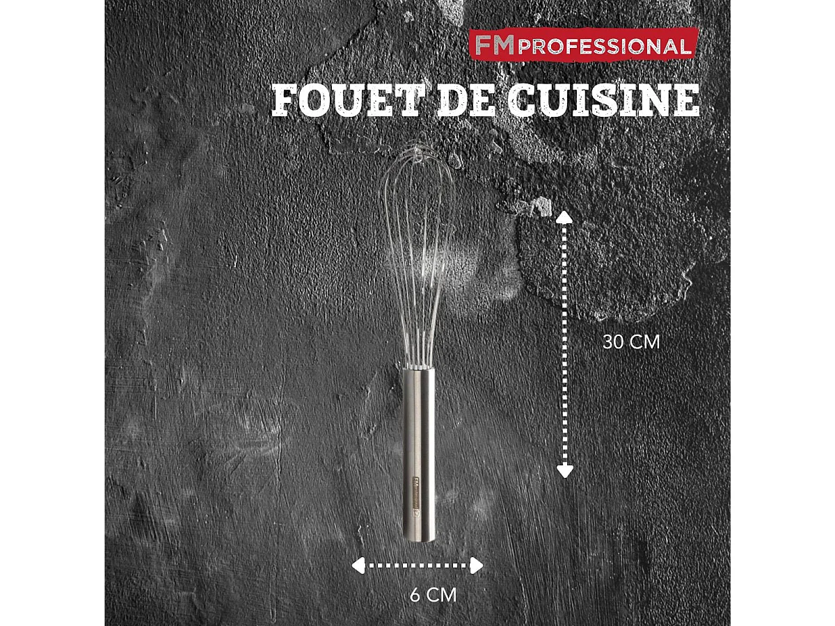 Fouet de cuisine et pâtisserie en inox 30 cm FM Professional