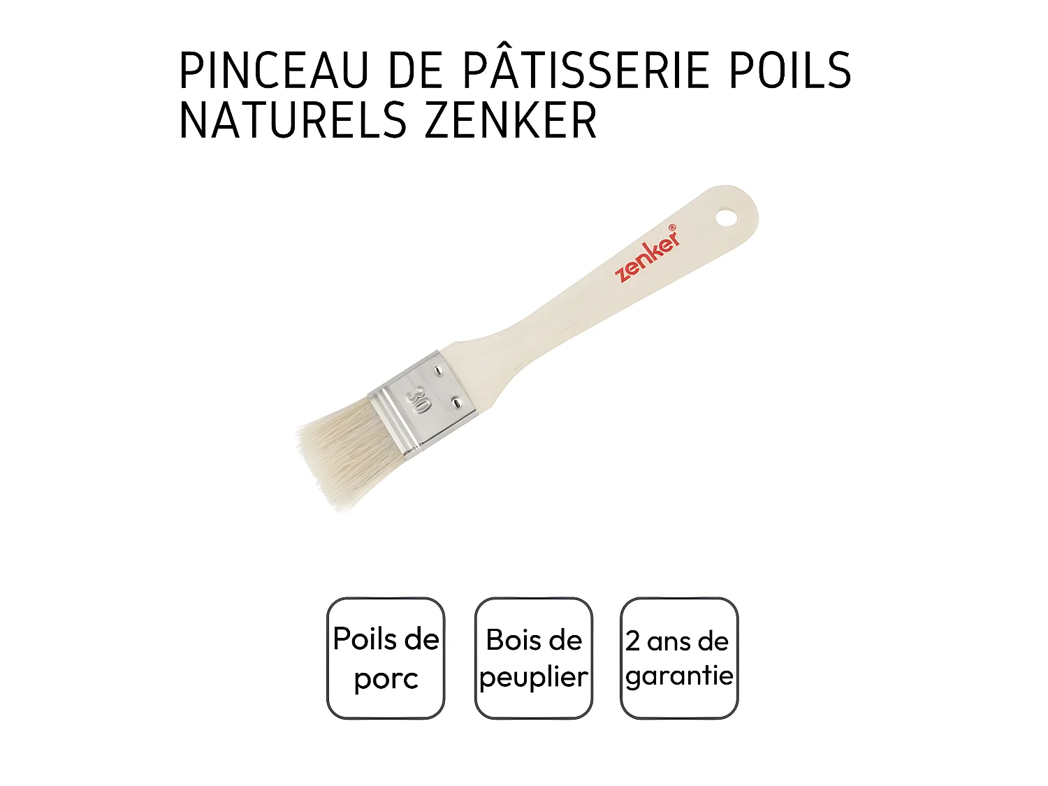 Pinceau de cuisine et de pâtisserie 19 cm en poils naturels Zenker