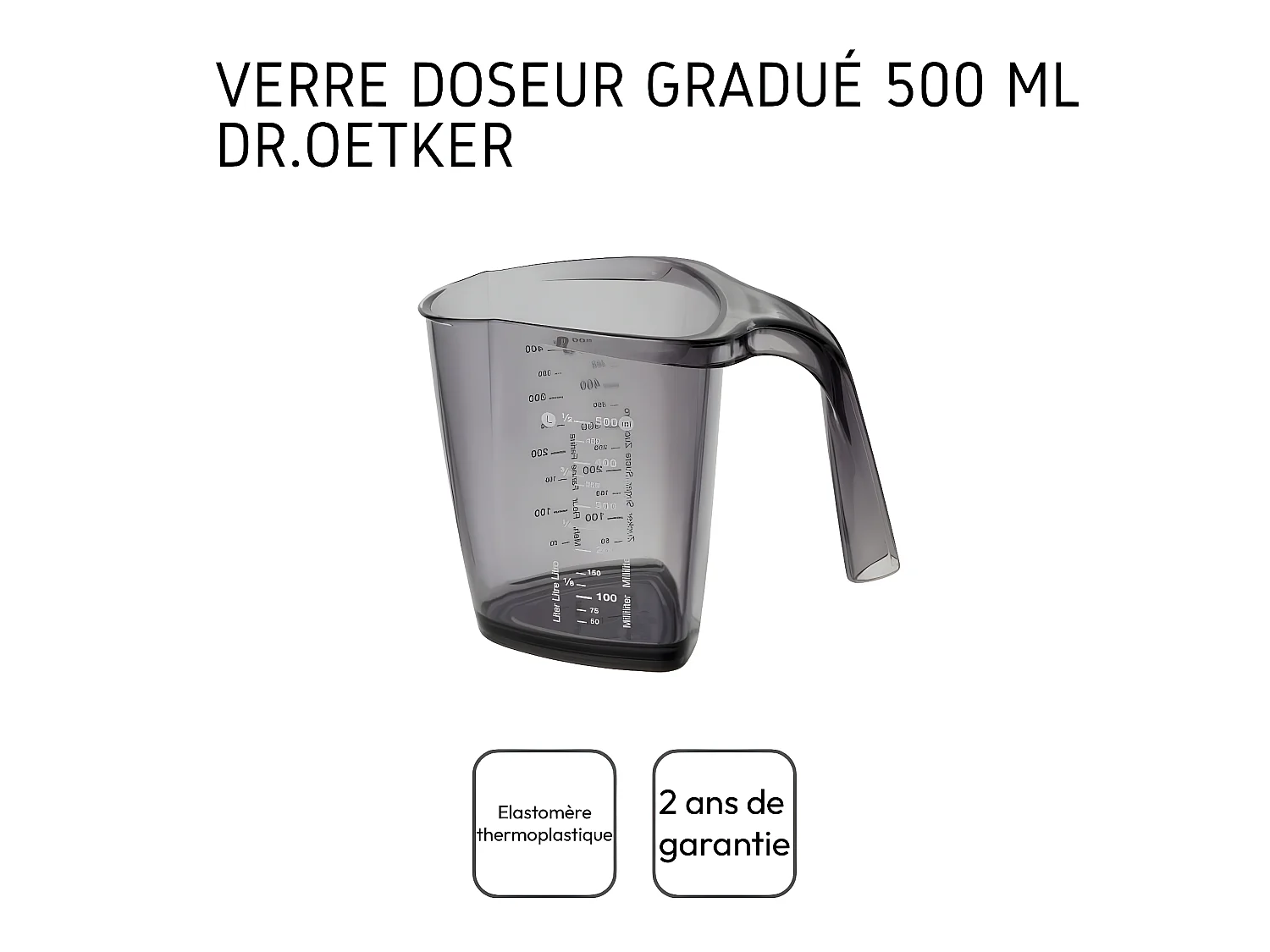 Verre doseur gradué en plastique de 500 ml Dr.Oetker