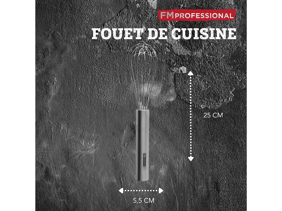 Fouet de cuisine et pâtisserie en inox 25 cm FM Professional