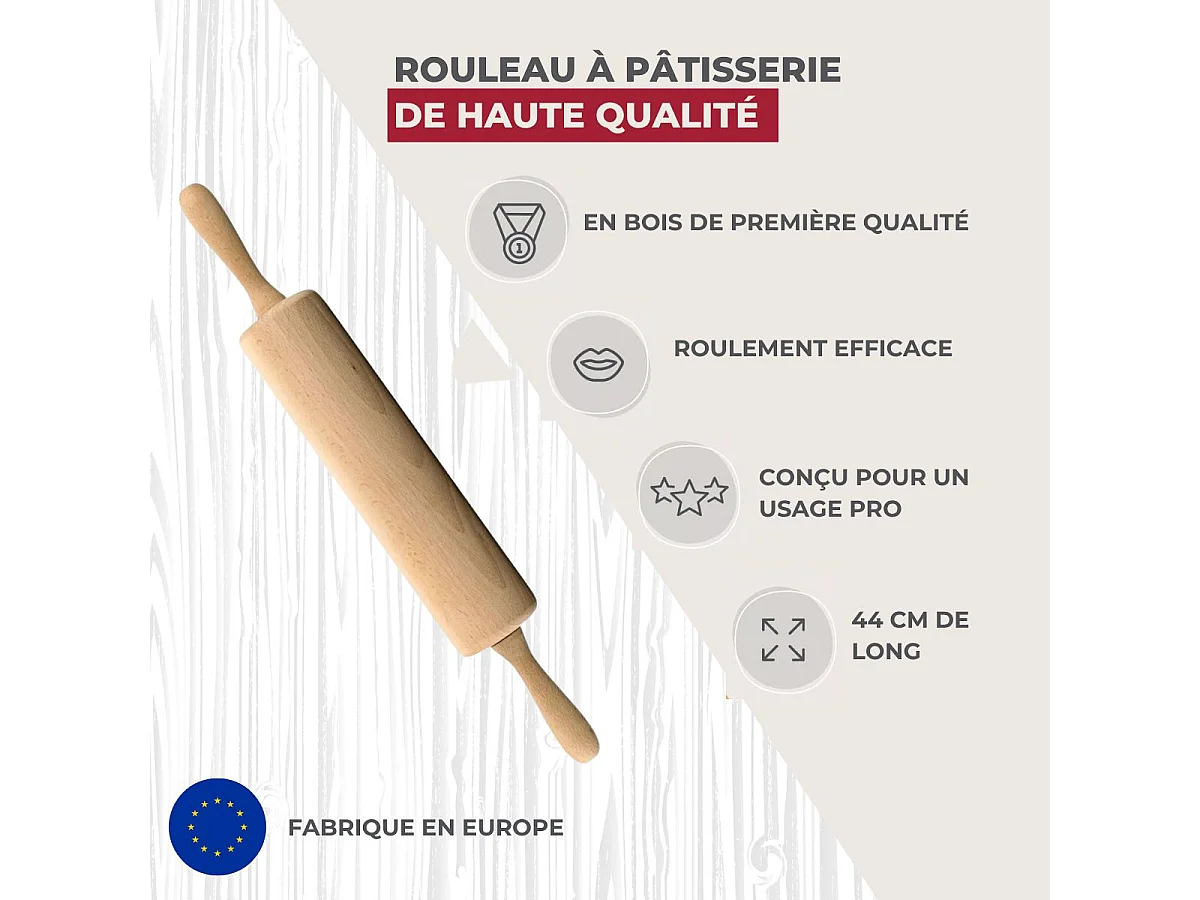 Rouleau à pâtisserie en bois 25 cm Fackelmann Wood Edition