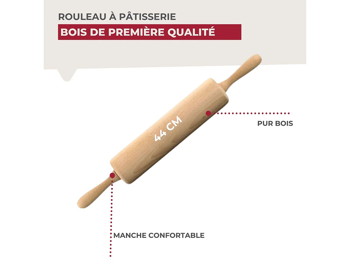 Rouleau à pâtisserie en bois 25 cm Fackelmann Wood Edition