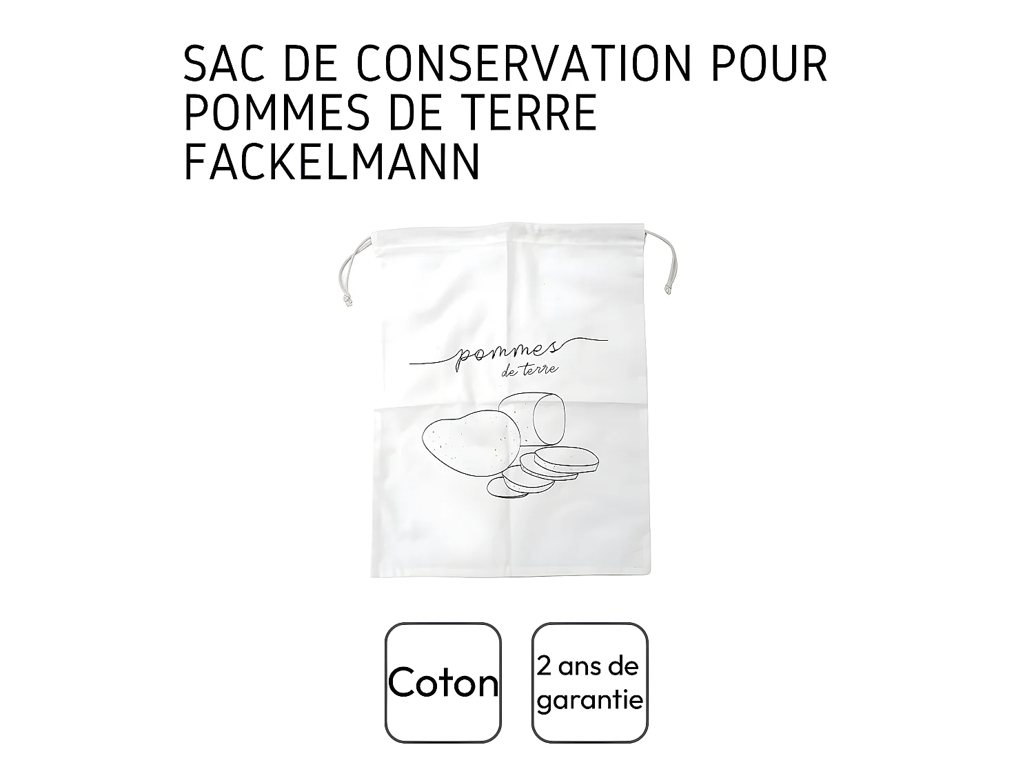 Sac de conservation pour pommes de terre en coton Fackelmann Nature