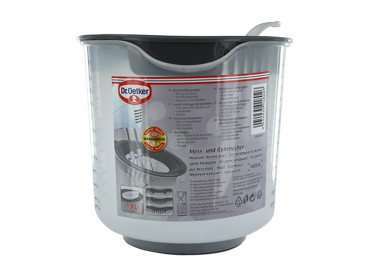 Verre mélangeur et doseur en plastique de 1,4 litre Dr.Oetker