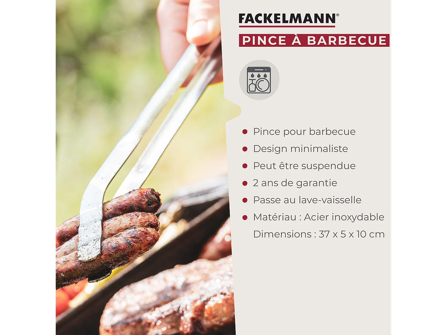 Pince à barbecue inox 36 cm Fackelmann Barbecue