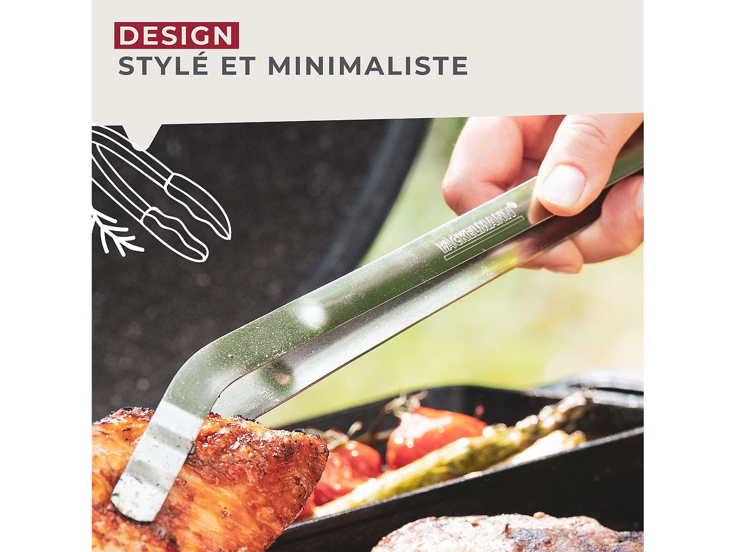 Pince à barbecue inox 36 cm Fackelmann Barbecue