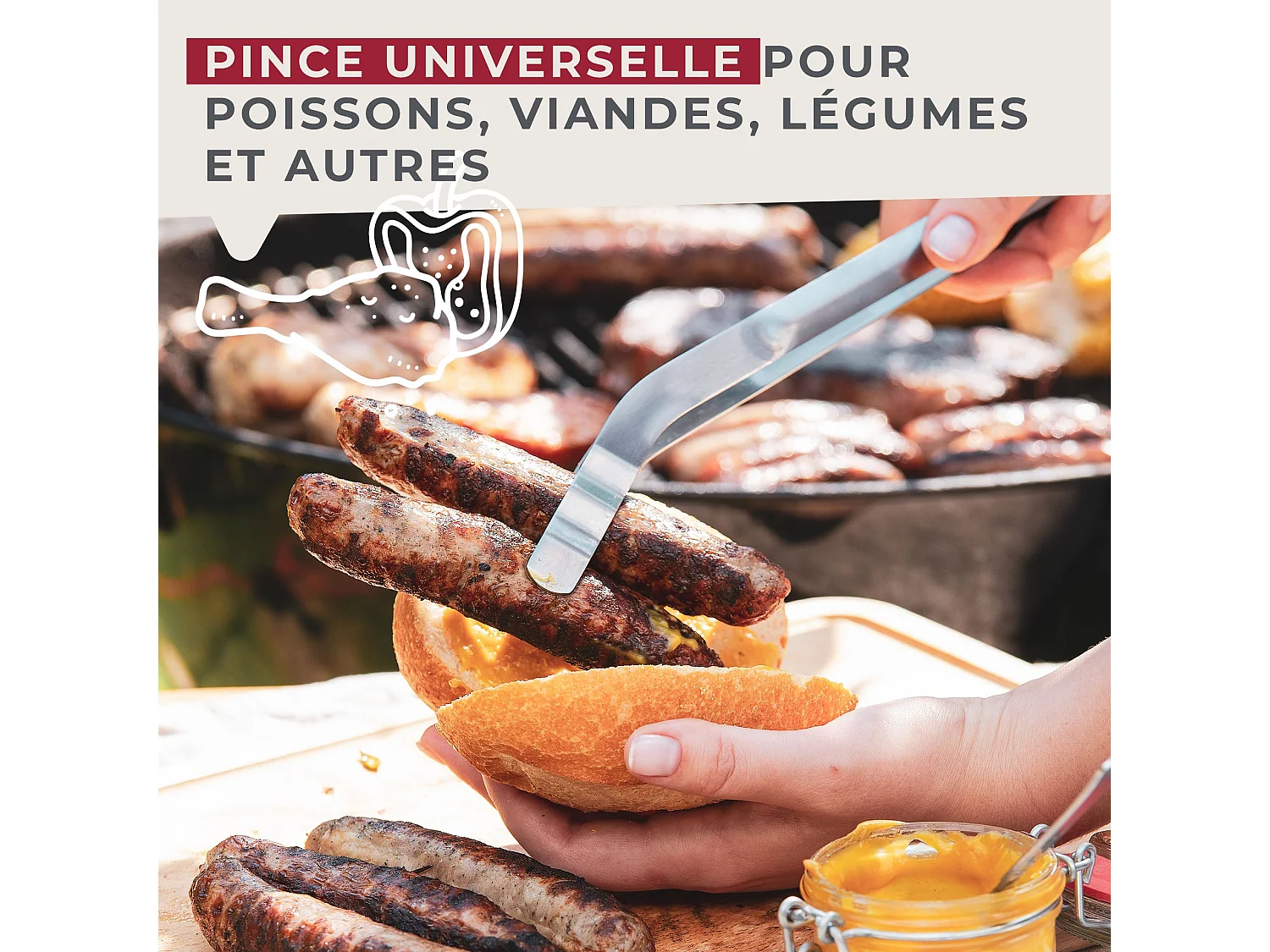 Pince à barbecue inox 36 cm Fackelmann Barbecue