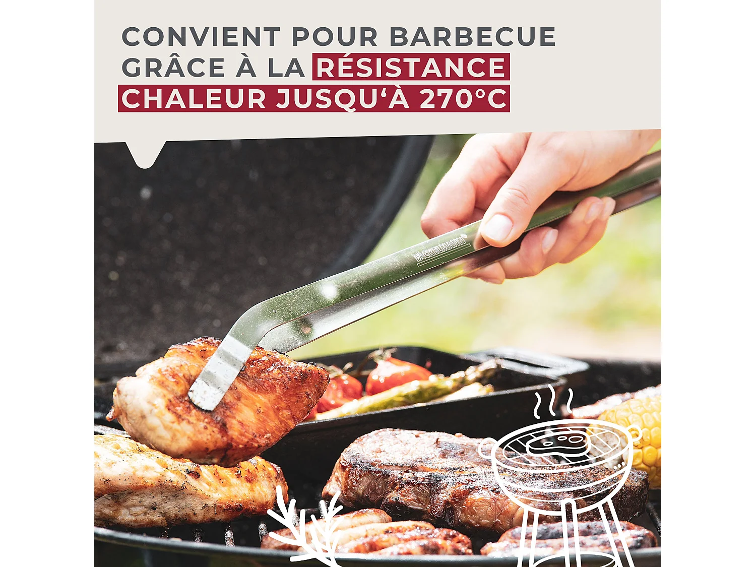 Pince à barbecue inox 36 cm Fackelmann Barbecue