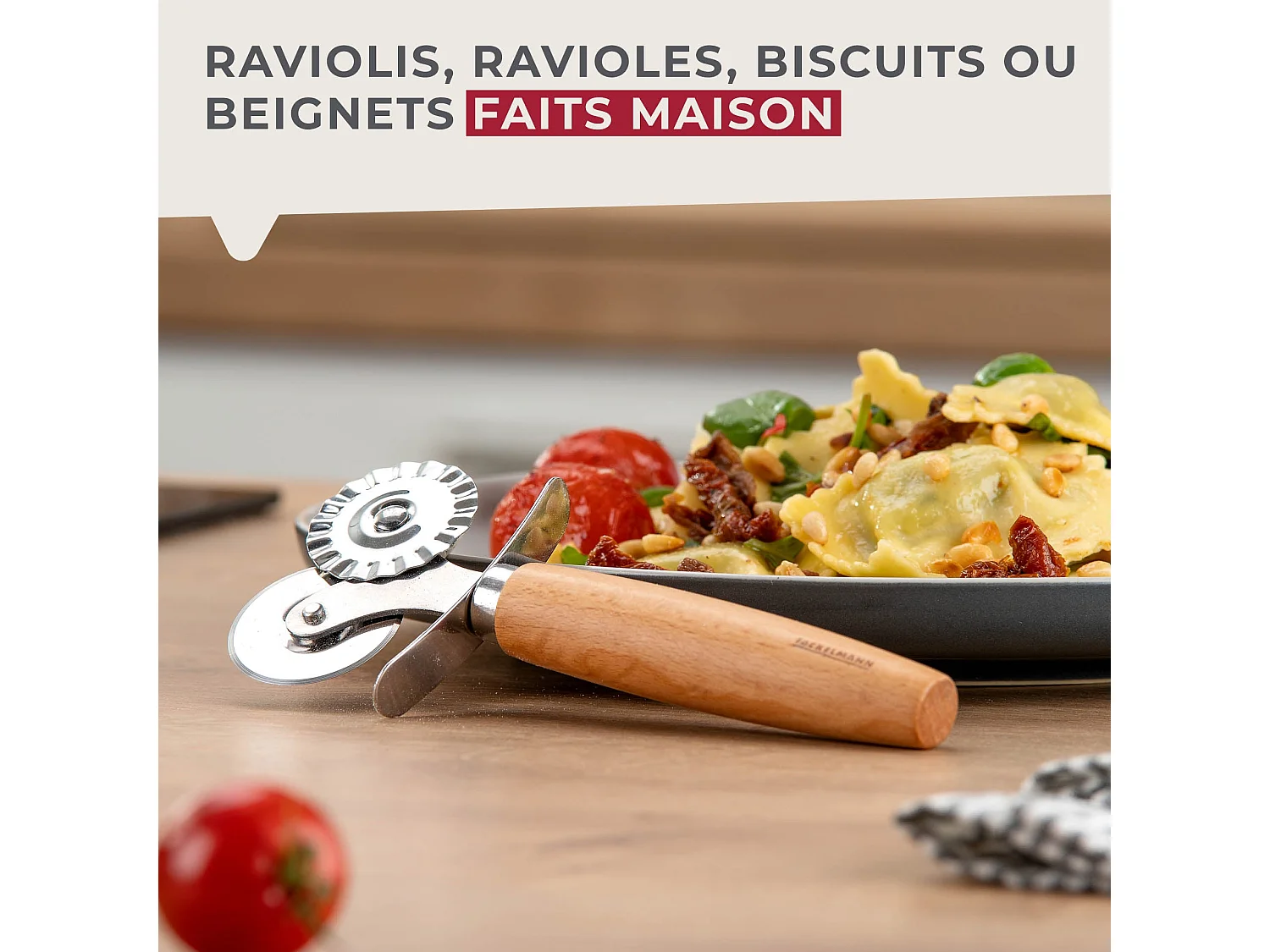 Roulette double embout pour pâtes fraiches 16 cm Fackelmann Pizza & Pasta