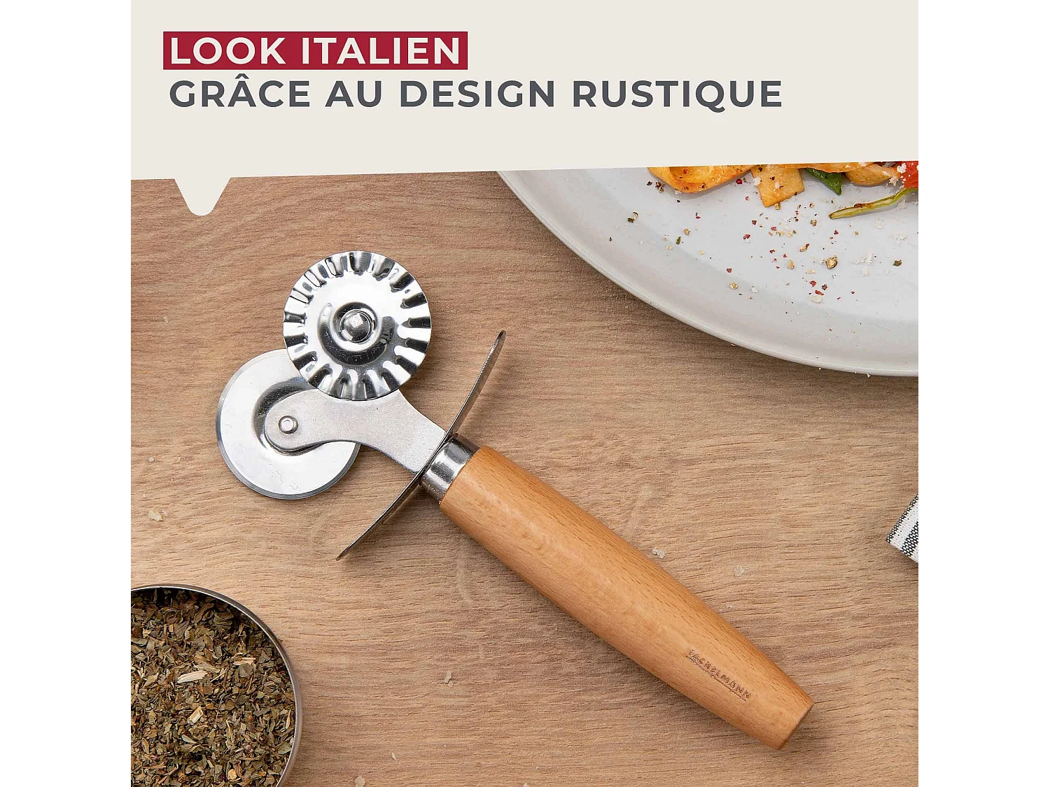 Roulette double embout pour pâtes fraiches 16 cm Fackelmann Pizza & Pasta