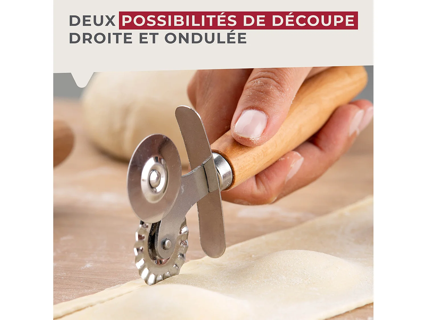 Roulette double embout pour pâtes fraiches 16 cm Fackelmann Pizza & Pasta