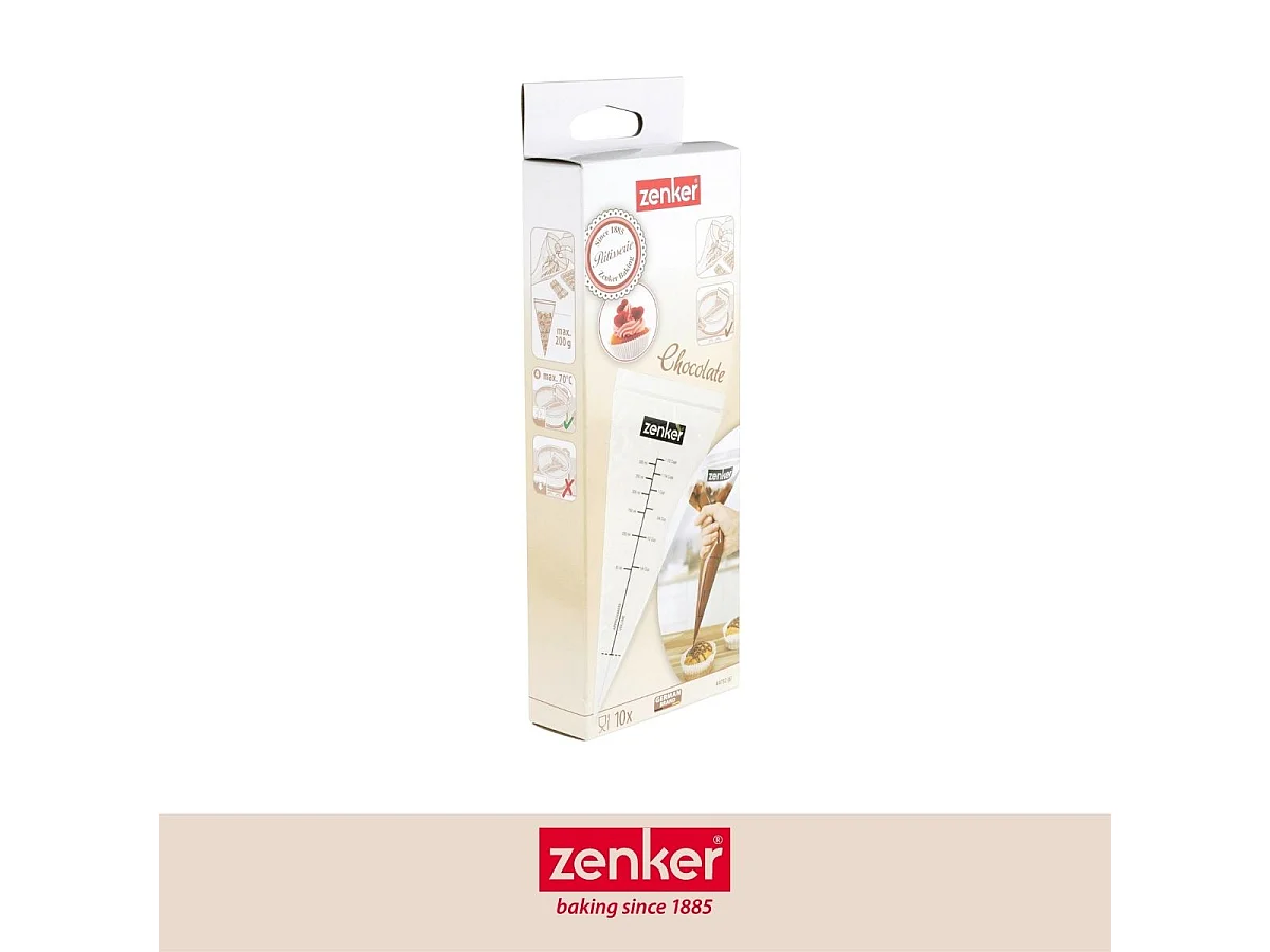 Lot de 10 poches à douille graduées avec zip 30 cm Zenker Smart Pastry