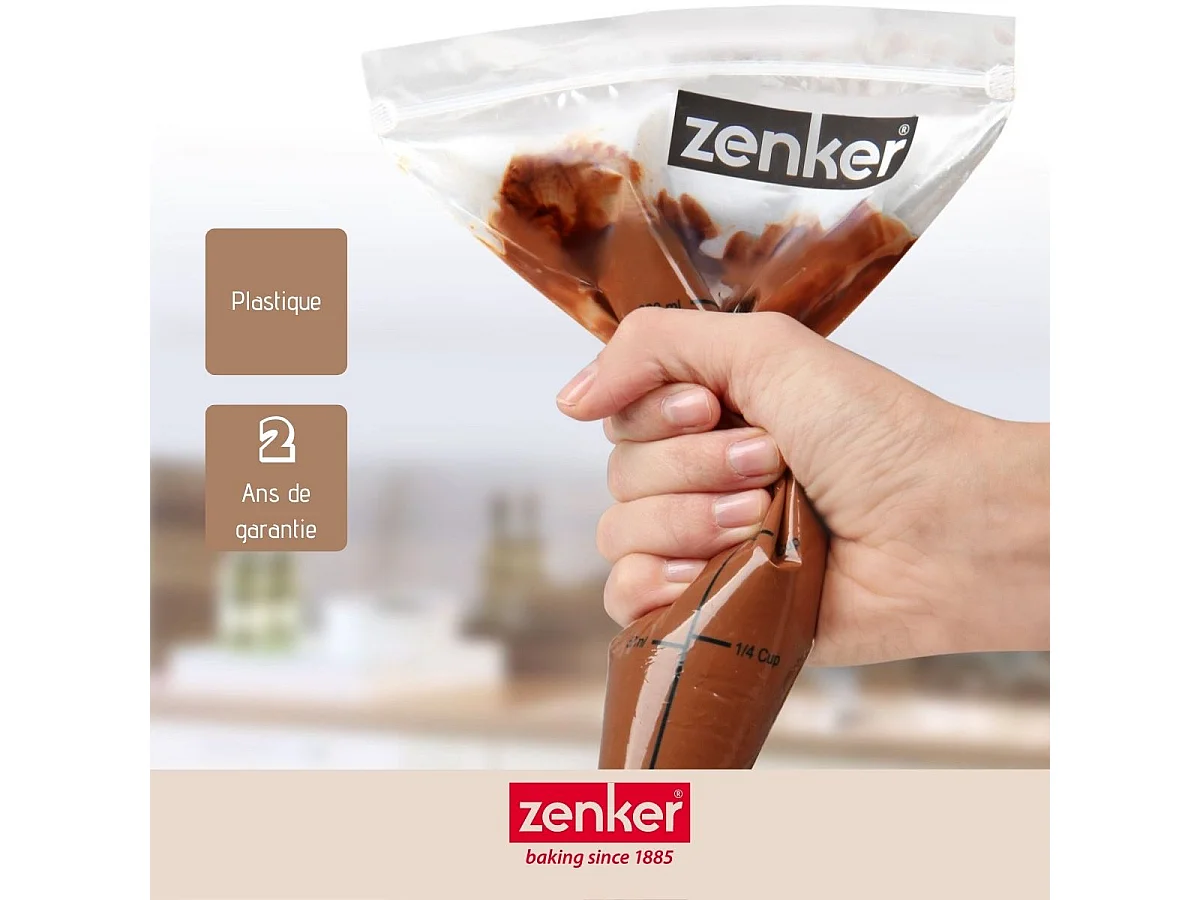 Lot de 10 poches à douille graduées avec zip 30 cm Zenker Smart Pastry
