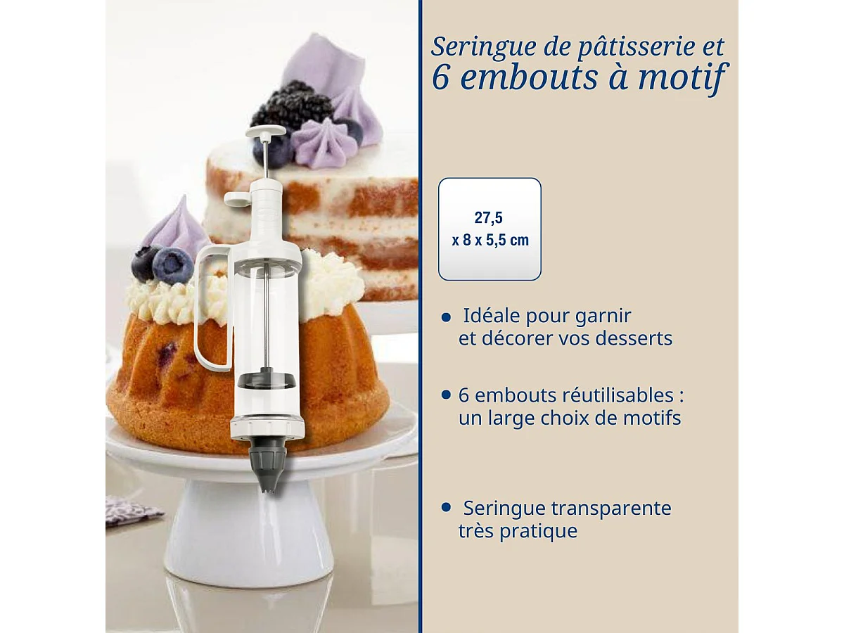Seringue de pâtisserie et 6 embouts à motif Dr. Oetker Baker Edition