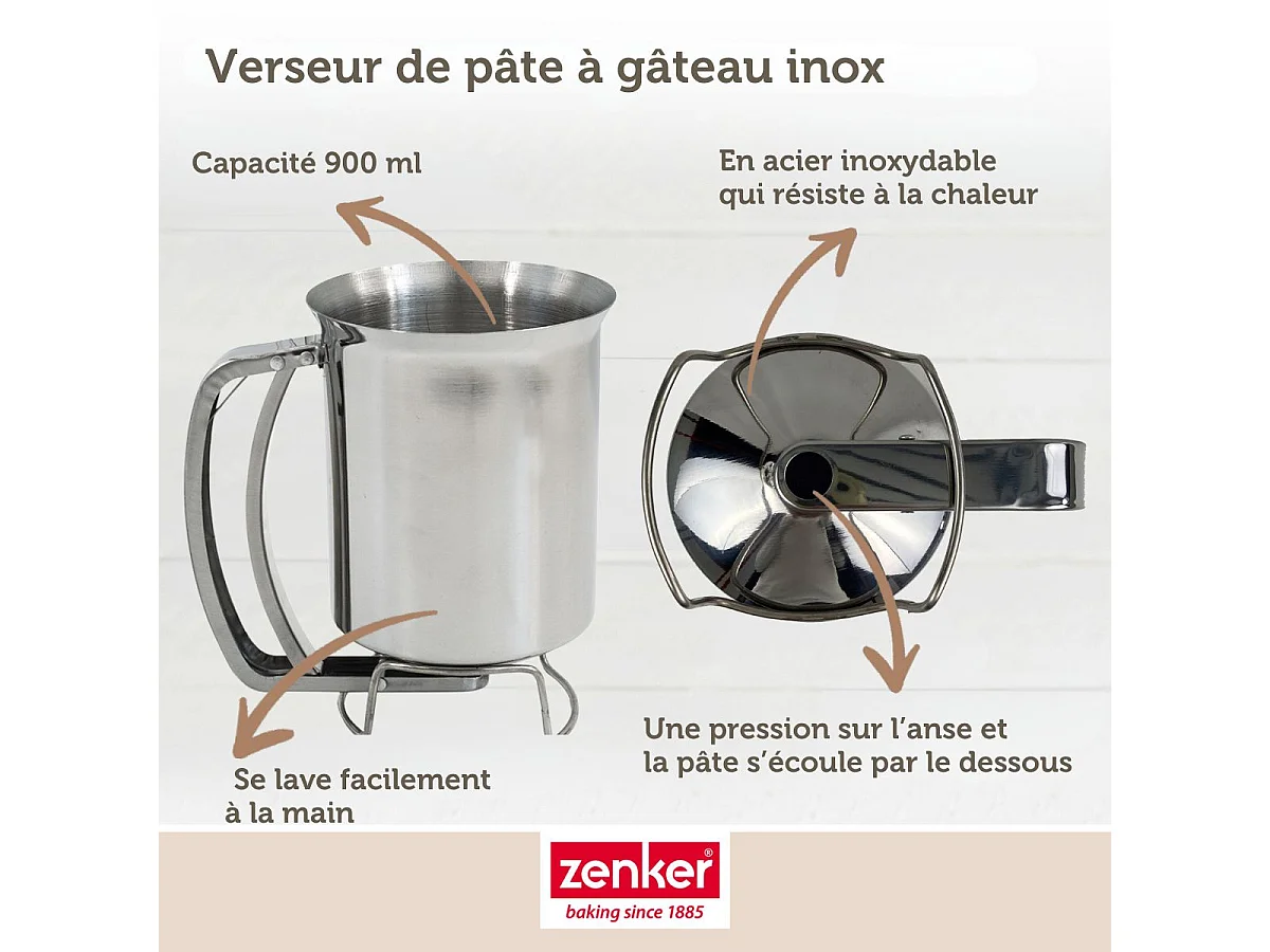 Verseur de pâte à gâteau en inox Zenker