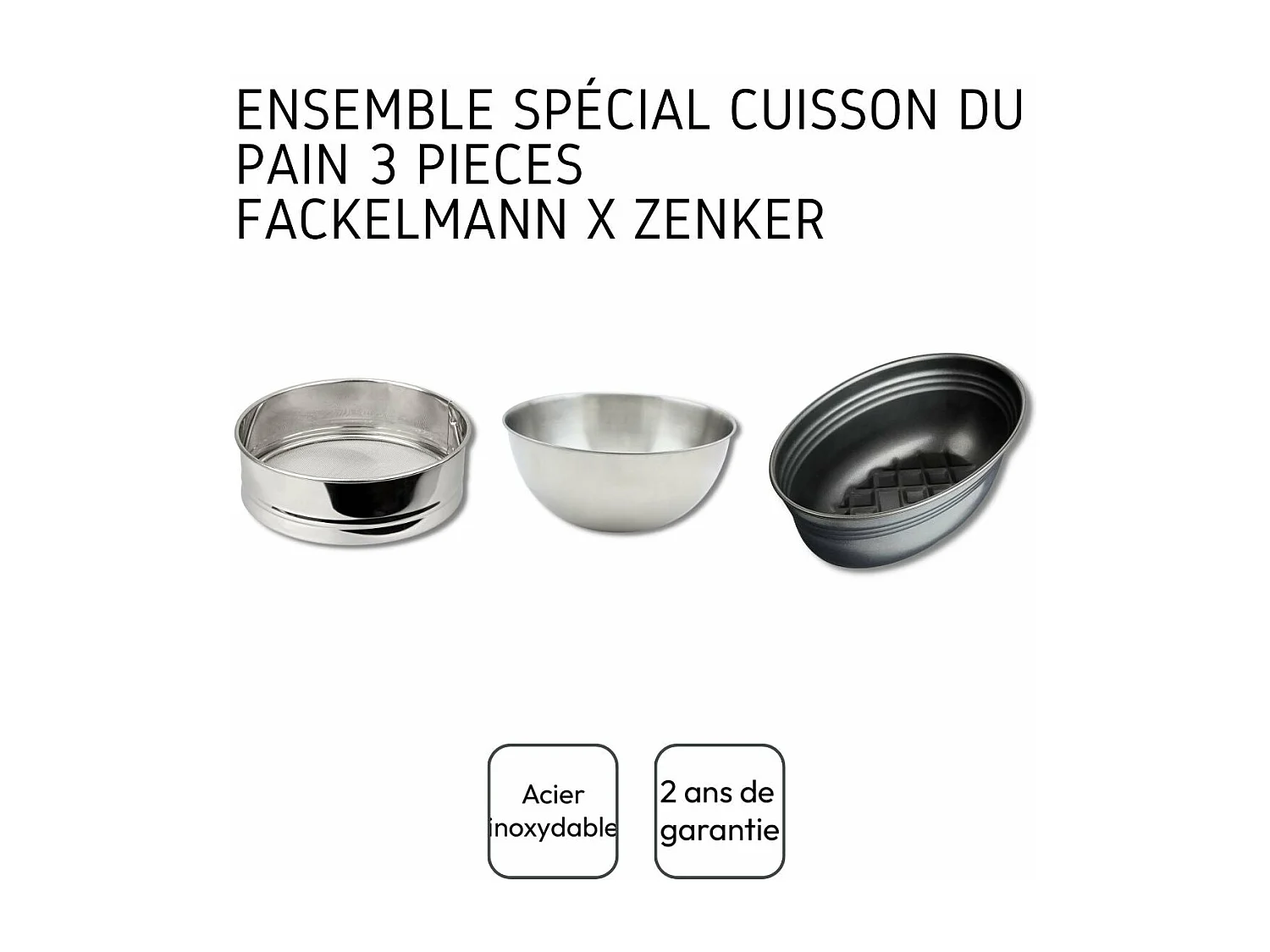 Ensemble 3 ustensiles spécial cuisson du pain Zenker x Fackelmann
