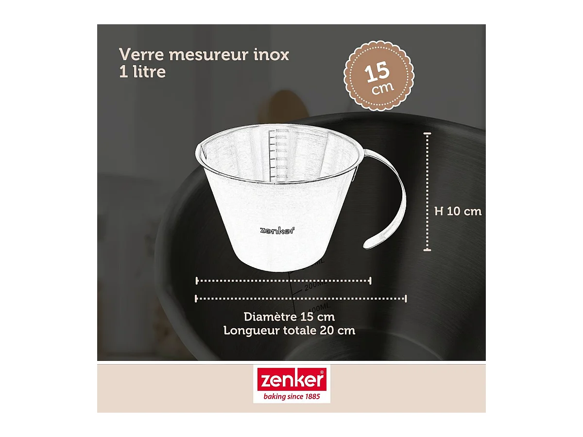 Verre doseur 1 litre Zenker Smart Pastry