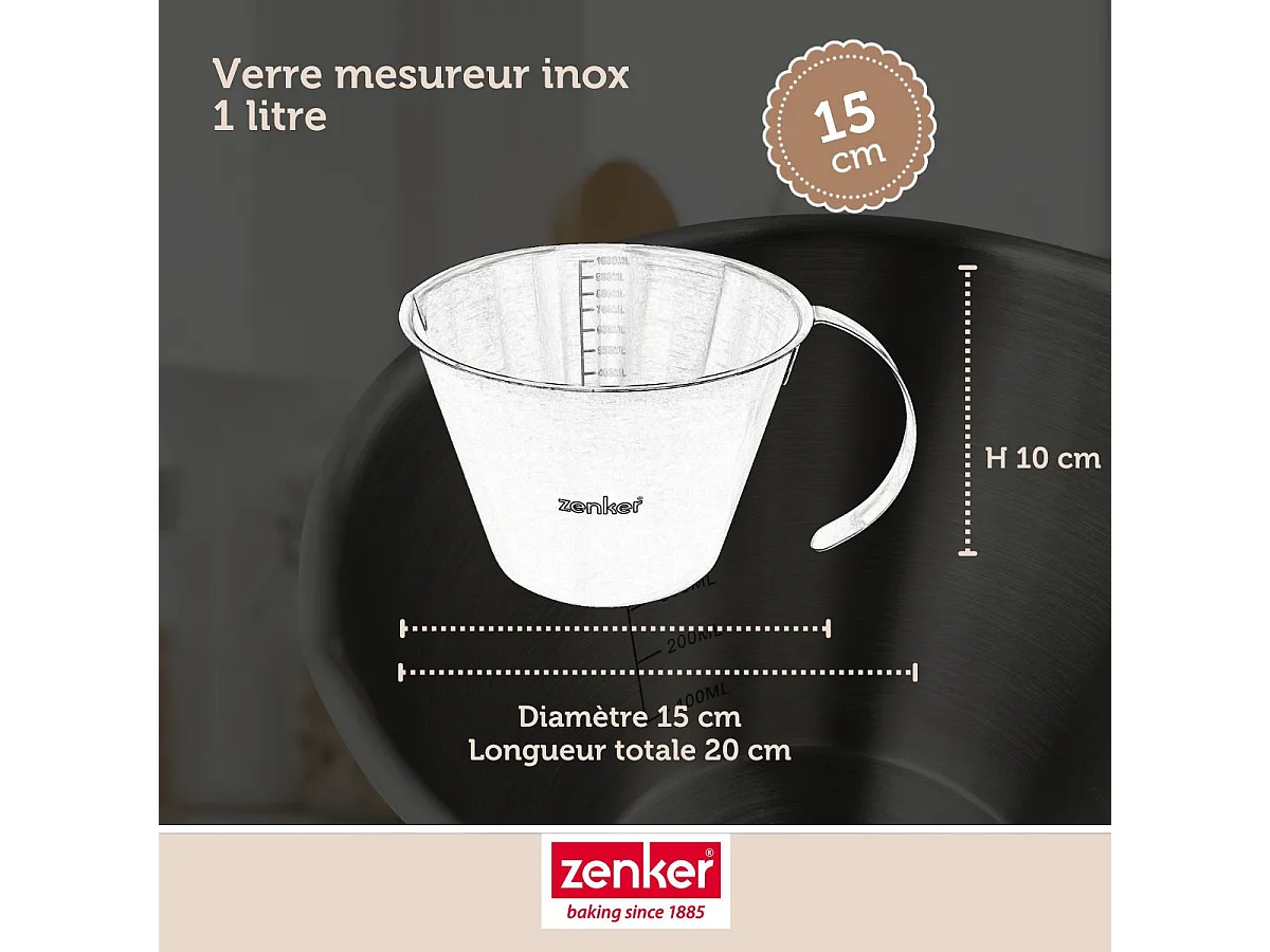 Verre doseur 1 litre Zenker Smart Pastry