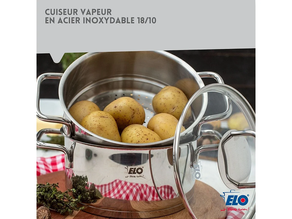 Cuiseur vapeur en inox 18 cm de 2 litres Elo Citrin