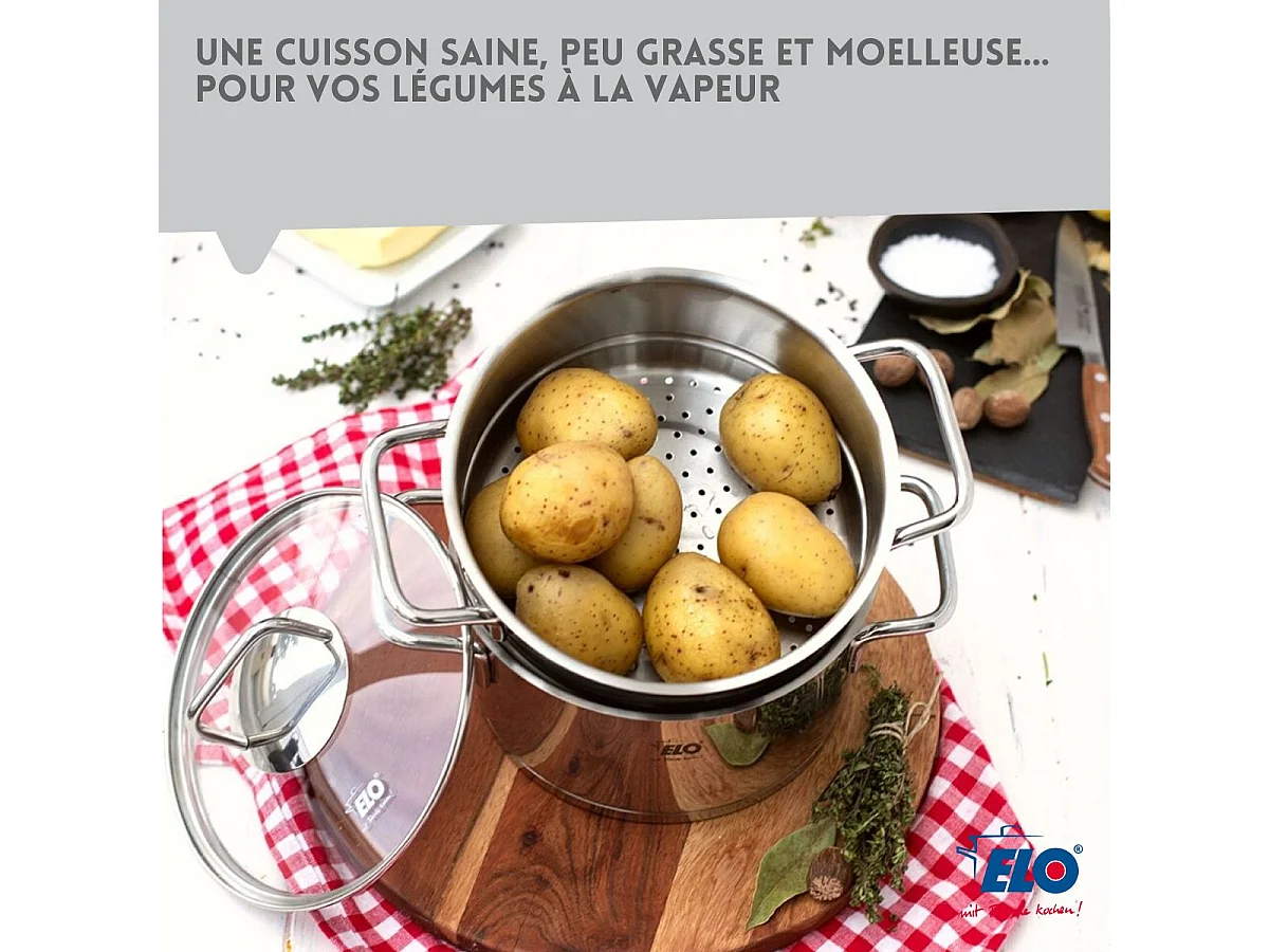 Cuiseur vapeur en inox 18 cm de 2 litres Elo Citrin