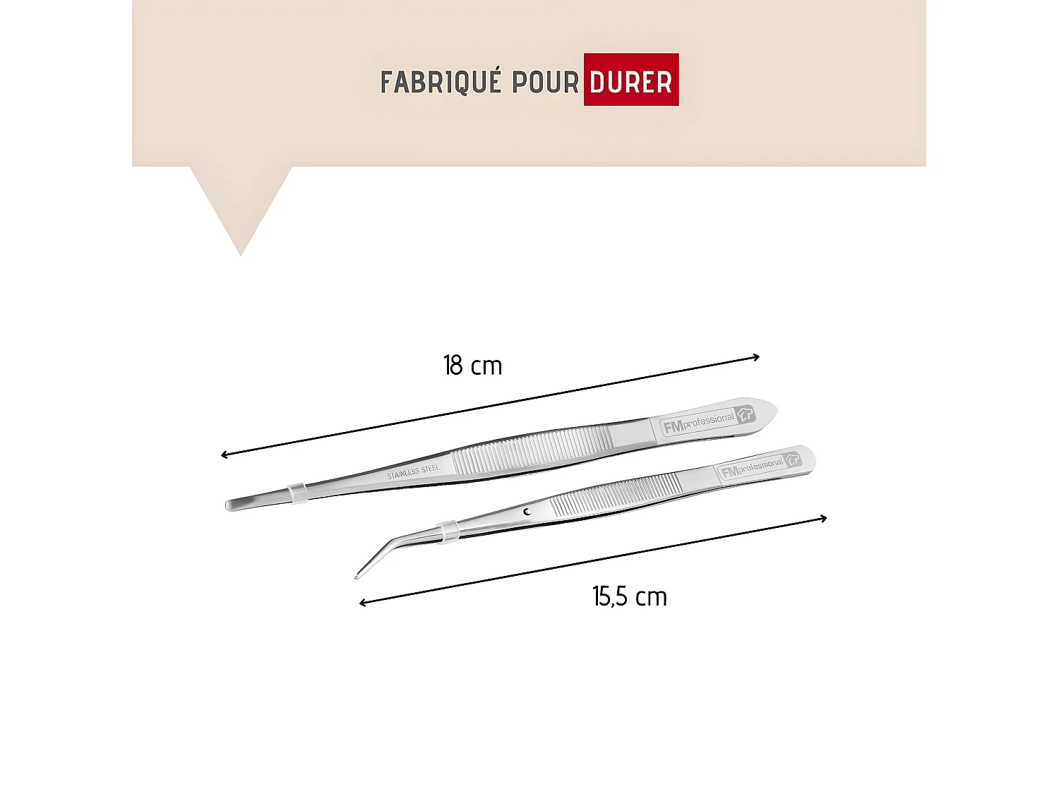 Lot de 2 pinces à dresser inox 18 et 15,5 cm FM Professional Pâtisserie