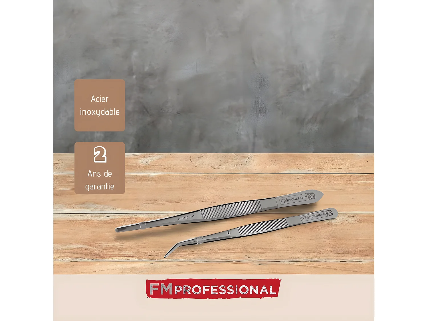 Lot de 2 pinces à dresser inox 18 et 15,5 cm FM Professional Pâtisserie