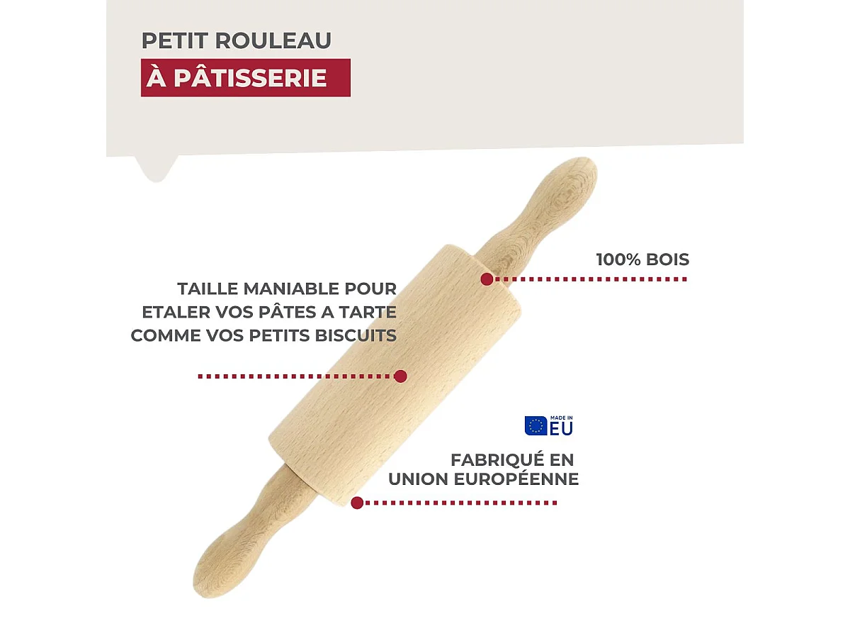 Petit rouleau à pâtisserie en bois 23,5 cm Fackelmann Wood Edition
