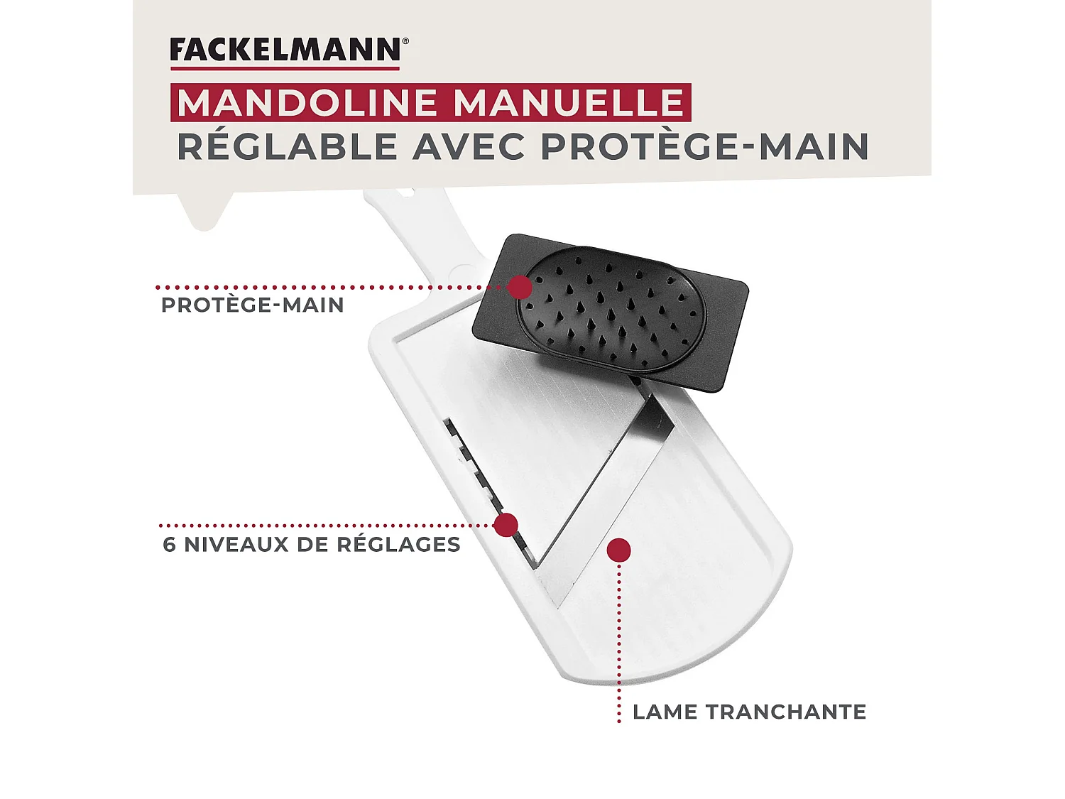 Mandoline professionnelle réglable jusqu'à 6 mm Fackelmann Handmade Tradition