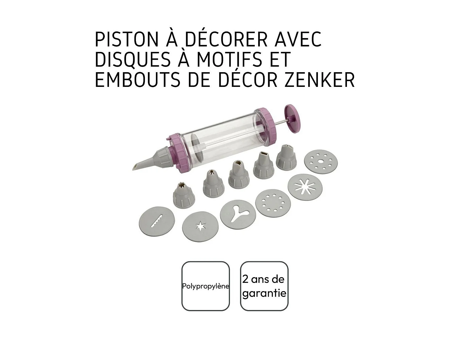 Seringue de pâtisserie et 6 embouts et 6 disques à motifs Zenker Sweet Sensation