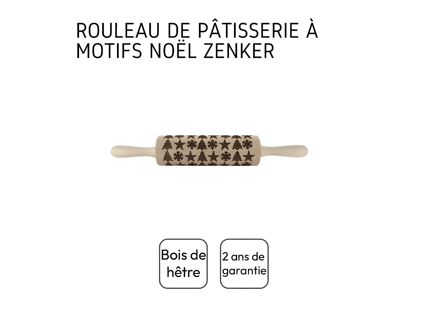 Rouleau à pâtisserie en bois motif noël 39 cm Fackelmann Noël
