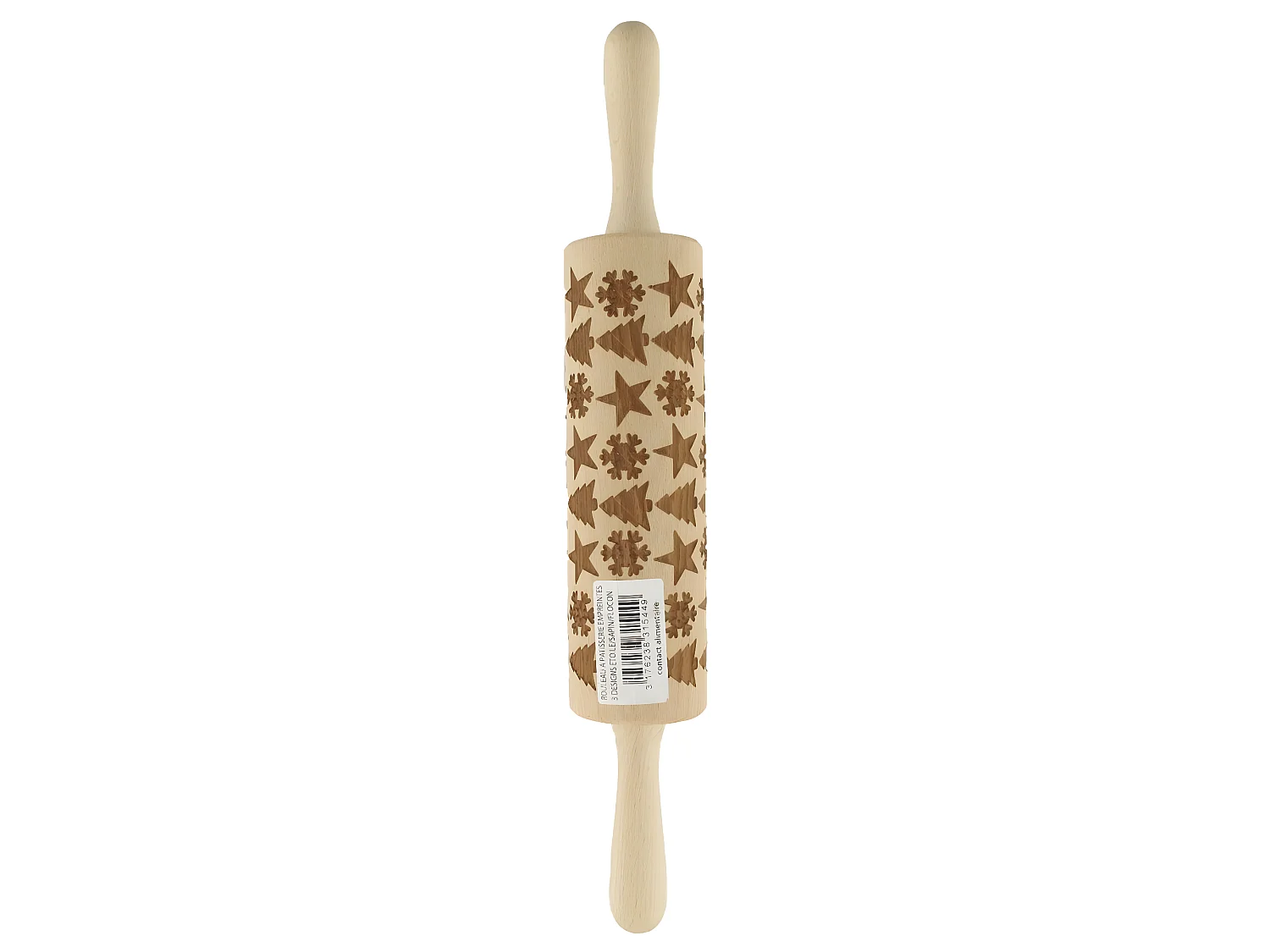 Rouleau à pâtisserie en bois motif noël 39 cm Fackelmann Noël