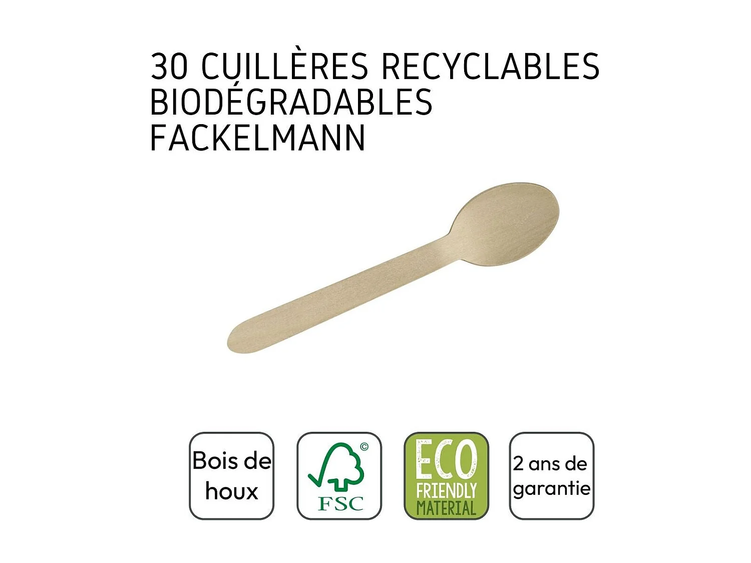 Lot de 30 cuillère à café en bois pour pique-nique Fackelmann Move