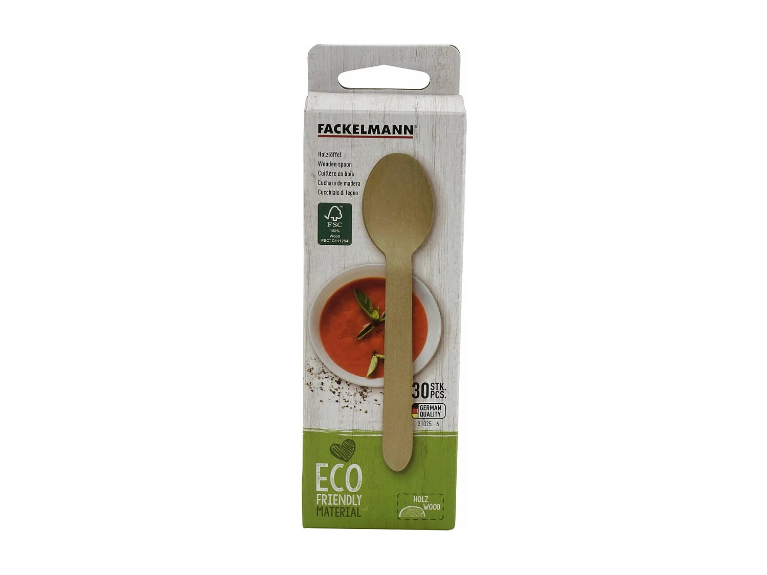 Lot de 30 cuillère à café en bois pour pique-nique Fackelmann Move